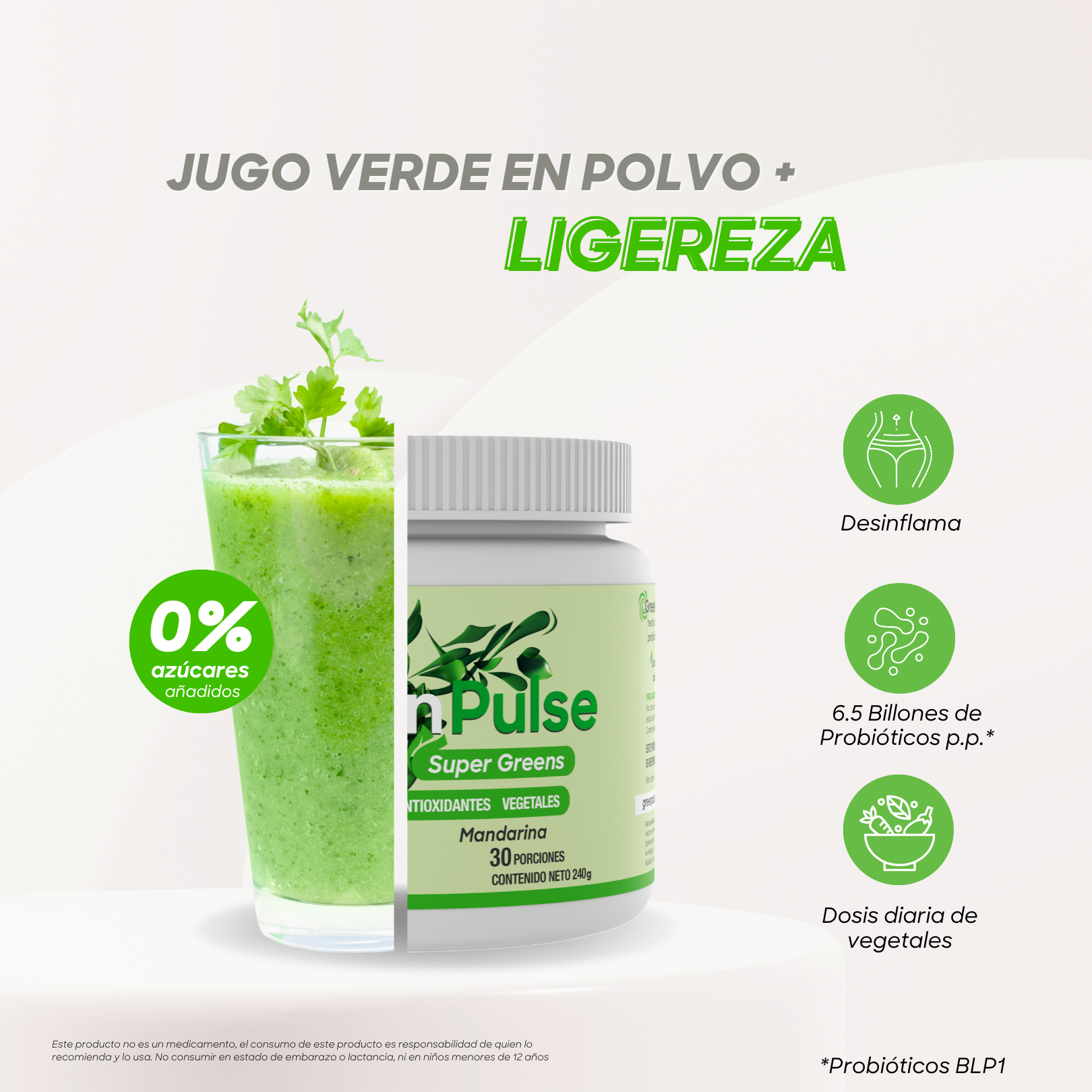 Super Greens + Ligereza | Probióticos BLC1 | 30 Porciones