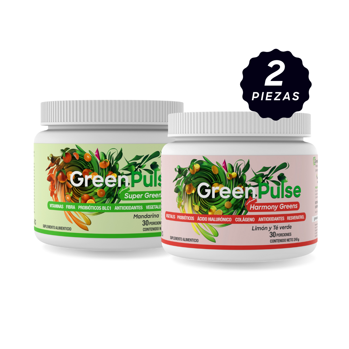 Kit Super Greens + Harmony Greens | Ligereza + Belleza | 2 sabores | 60 porciones