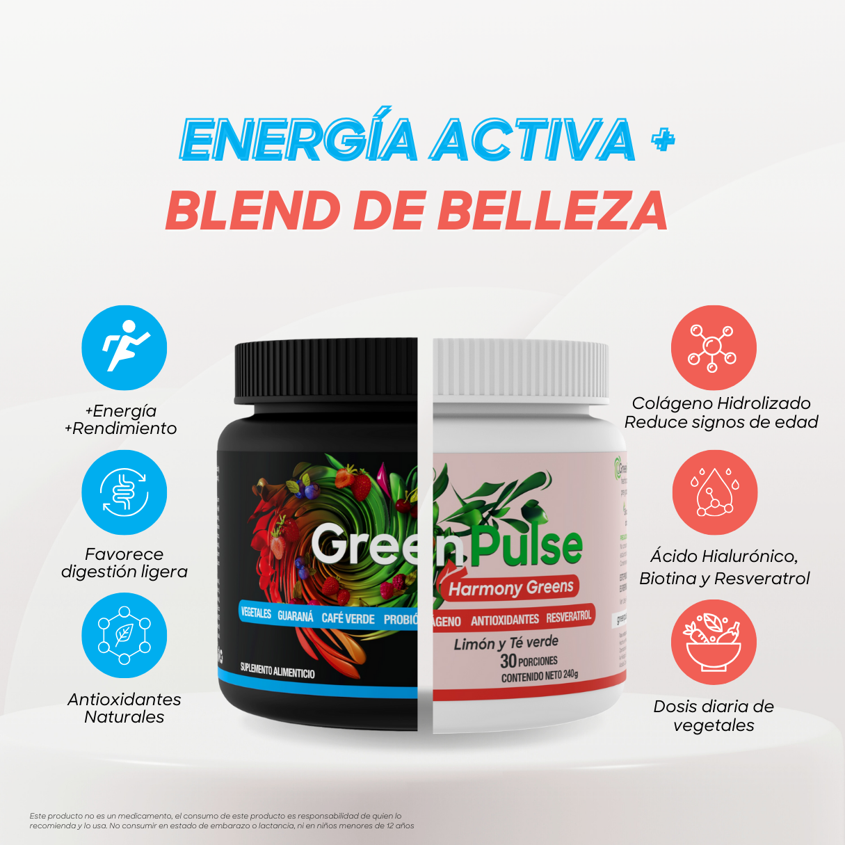 Kit Harmony Greens + Morning Boost | Ligereza + Energía | 60 porciones | Sin azúcar