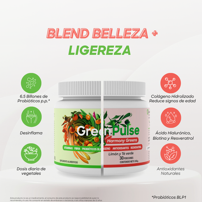 Kit Super Greens + Harmony Greens | Ligereza + Belleza | 2 sabores | 60 porciones