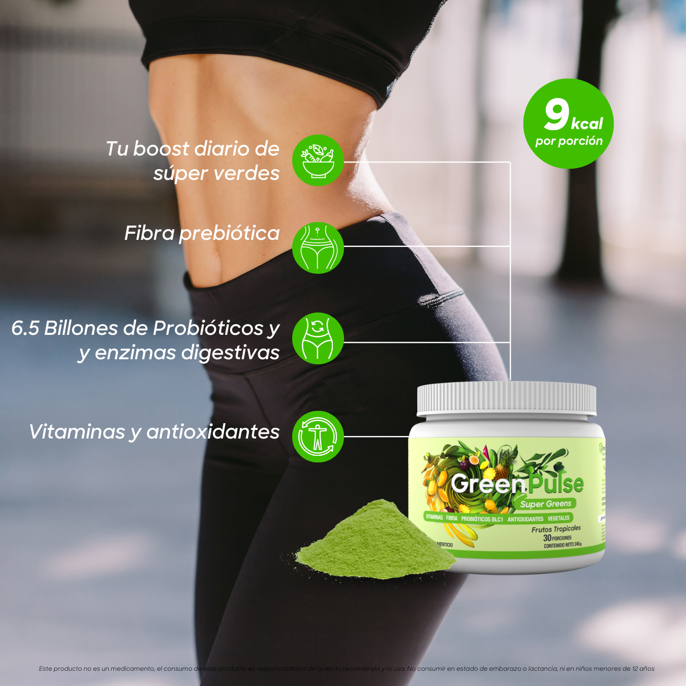 Super Greens + Ligereza | Probióticos BLC1 | 30 Porciones |  Frutos Tropicales