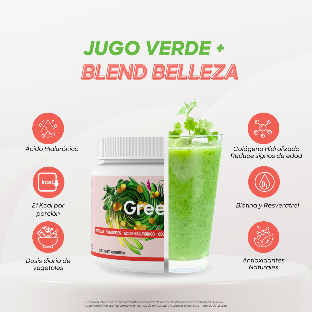 2 Pack | Harmony Greens | Belleza | Jugo Verde con Colágeno | 60 porciones