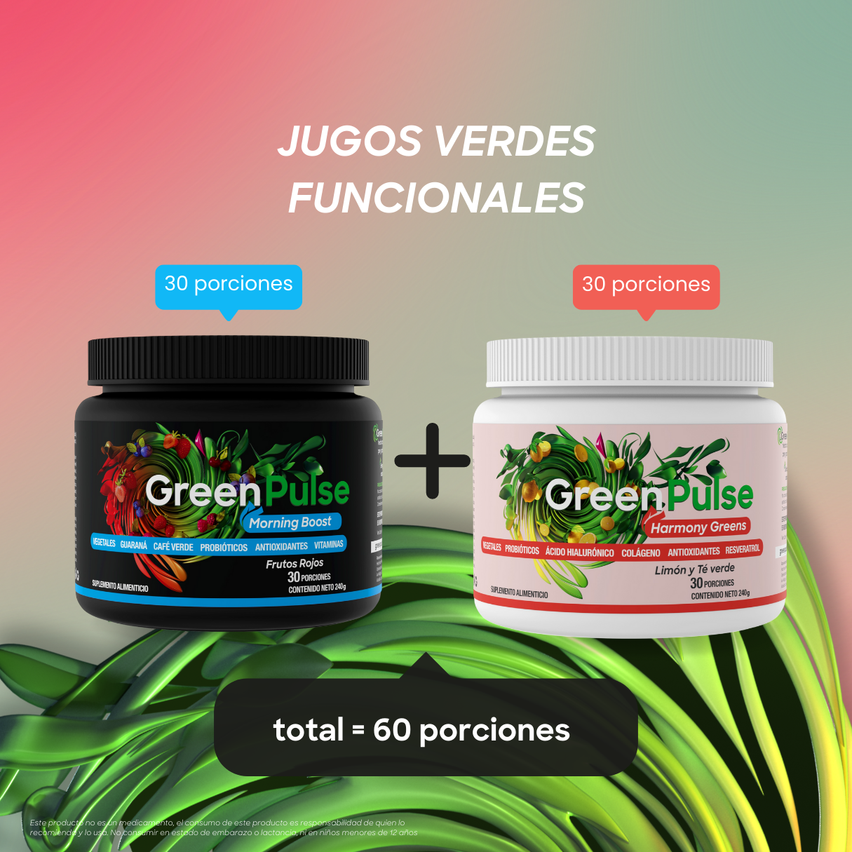 Kit Harmony Greens + Morning Boost | Ligereza + Energía | 60 porciones | Sin azúcar