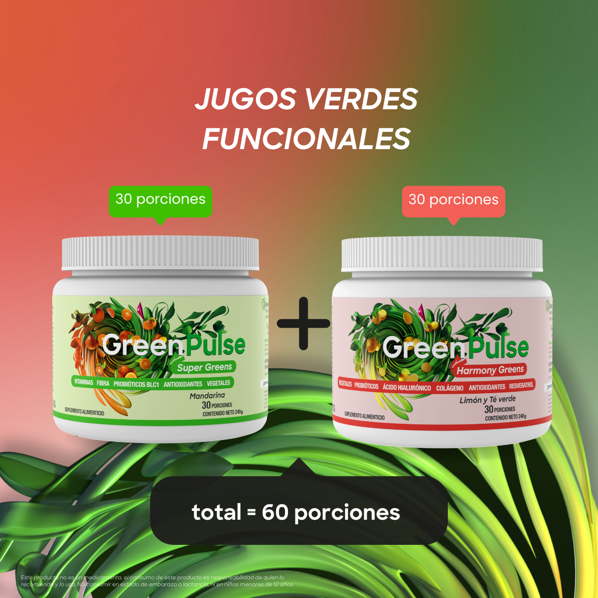 Kit Super Greens + Harmony Greens | Ligereza + Belleza | 2 sabores | 60 porciones