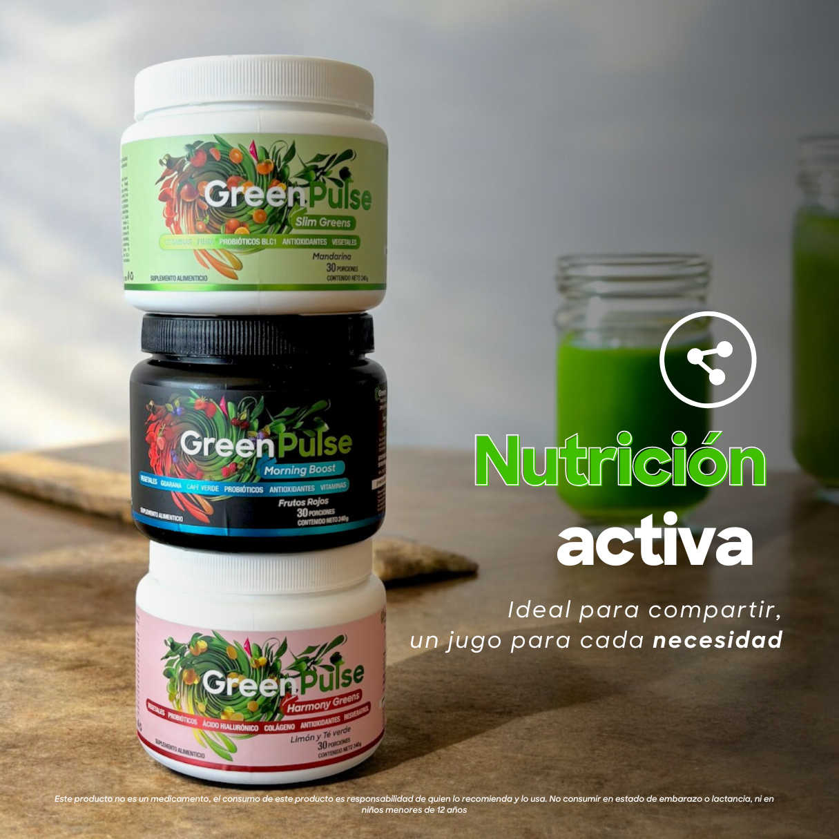 Kit Familia 3 Jugos | Harmony + Morning Boost + Super Greens | 90 porciones | Sin azúcar