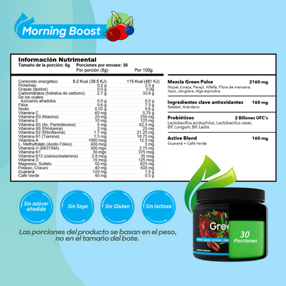 Kit Harmony Greens + Morning Boost | Ligereza + Energía | 60 porciones | Sin azúcar