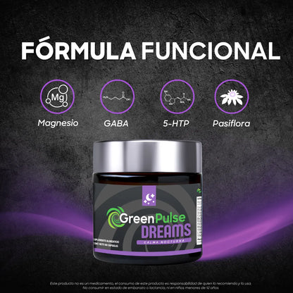 Greenpulse Dreams Magnesio, Gaba, 5-htp | Descanso